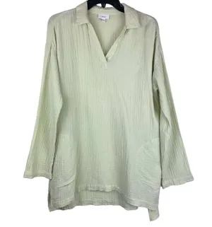 J. Jill Pure Jill Gauzey Orangic Cotton Tunic Top Sz Medium Boho Lagenlook thumbnail 1