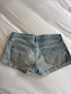 Hollister Ladies Light Blue Distressed Denim Jean Shorts thumbnail 3