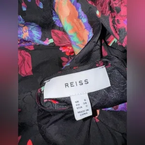 NWOT REISS Leni Floral Flutter Sleeve Midi Dress Black Size 2 thumbnail 10