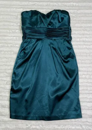 Studio Y from Maurices Green Satin Stretch Dress Size 1 /‎ 2 Small Strapless thumbnail 1