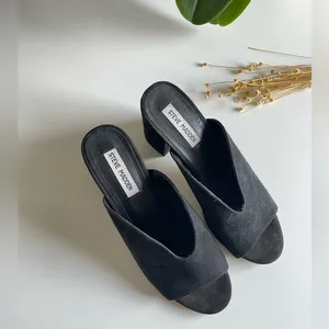 Steve Madden Chance black suede block heel slides sandals thumbnail 8