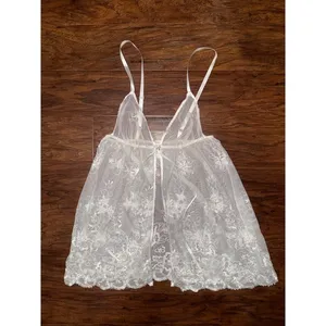 Frederick's of Hollywood Sheer Mesh Embroidered‎ Babydoll Lingerie Y2K Coquette thumbnail 2