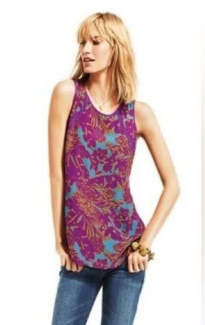 Cabi Palm Grass Tropical Sleeveless Blouse Sz M thumbnail 1