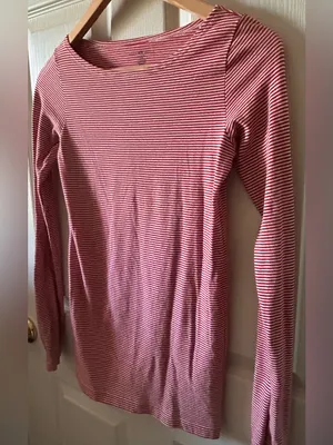 Brandy Melville Pinstriped Long Sleeve Boatneck Fall Top Indie Sleaze Y2K Party thumbnail 4