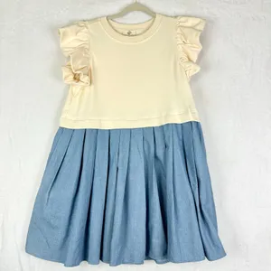 Entro Ruffle Sleeve Twofer Heart Stitch Back Dress Size Small NWT Pockets Ecru thumbnail 4