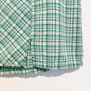 Urban Outfitters Krista Skirt Size Medium Plaid Crinkle Linen Euro Summer Resort thumbnail 4