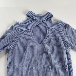 Free People Off Shoulder Cutout Pullover Chunky Knit Top Stretch Sweater, Size L thumbnail 4