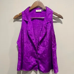 Vintage Victoria’s Secret Gold Label Purple Jacquard Satin Vest M thumbnail 3