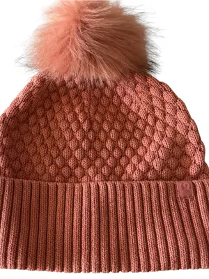 Lululemon bubble knit pom beanie hat pink Savannah coral wool blend (one size) thumbnail 3