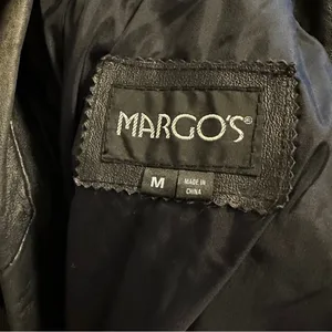 Vintage Margo's‎ Black Leather Trench Coat thumbnail 6