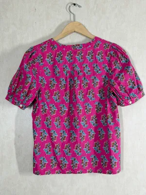J. Crew Factory Women’s Printed Shortsleeve Poplin Top in Pink Floral S thumbnail 5