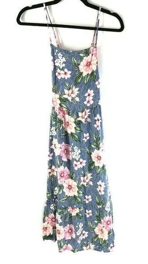Hiatus Dress A Line Floral Crossover Spaghetti Strap Blue Pink Size S thumbnail 1