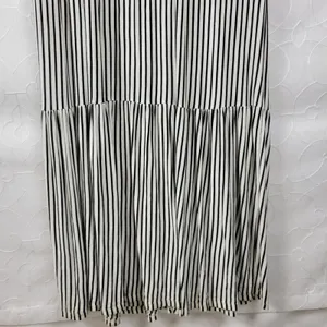 Hailey & Co Womens Maternity Dress L White Black Striped Ruffled Maxi Tiered thumbnail 8