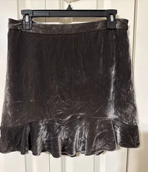Women's Madewell Crushed Velvet Brown Mini Skirt Size 8 Y2K 90's silk & viscoe thumbnail 1