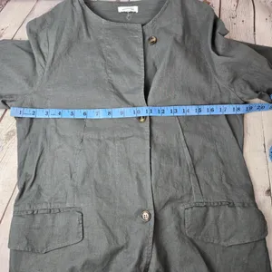 Mittoshop Gray Hemp Cotton Blend Button Up Utility Jacket 12970 Womens Medium thumbnail 8