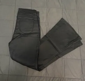 Edikted black leather flare pants #leather #biker thumbnail 1