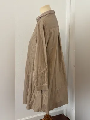 Tuckernuck Barcelona Beige Wren Long Sleeve Mini Shirt Dress Trapeze A Line Sml thumbnail 5