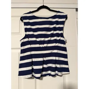 Maeve Anthropologie Sleeveless‎ Blue White Striped Top Nautical Coastal Resort thumbnail 2