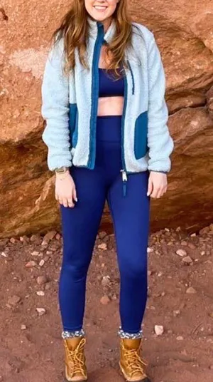 Light blue fleece color block jacket Size M thumbnail 1