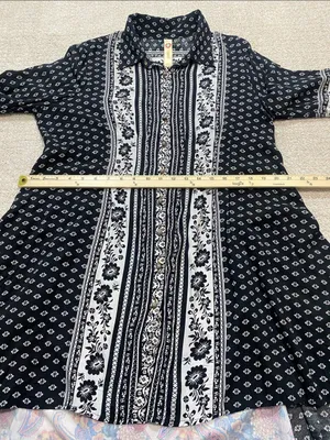 Anthropologie by Cyrena Boho Purple Printed Button-Front Mini Shirt Dress Size L thumbnail 14