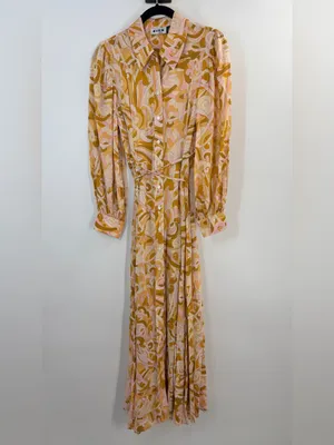 RIXO Georgina Midi Shirt Dress in Feather Twist thumbnail 5