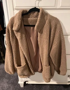 Teddy Bear Fuzzy Jacket Brown Size L thumbnail 1
