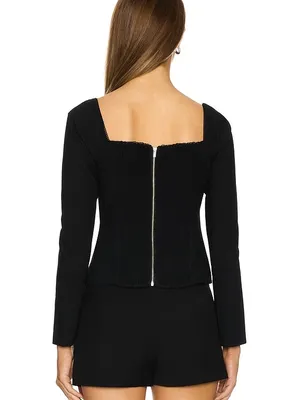 ASTR the Label Whitely Peekaboo Black Long-Sleeve Top Women’s Size Large thumbnail 3