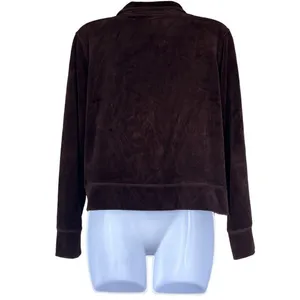 Oleg Cassini Sport Small Full Zip Front‎ Jacket Brown Velour Pockets Y2K Active thumbnail 2