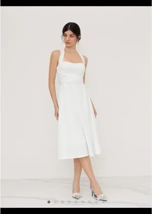 White Square Neck Dress thumbnail 4