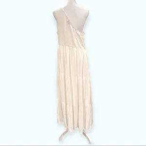 ZESICA One Shoulder Smocked Boho White Midi Dress - Size 2XL - Tiered Hem thumbnail 5