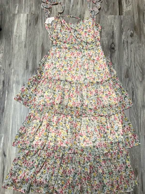 ASTR the Label Cassis Ruffle Maxi Dress Taupe Multi Floral Size Small thumbnail 1
