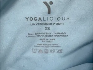 Yogalicious XS Pale Blue High-Waist Crossover Bike Shorts thumbnail 3