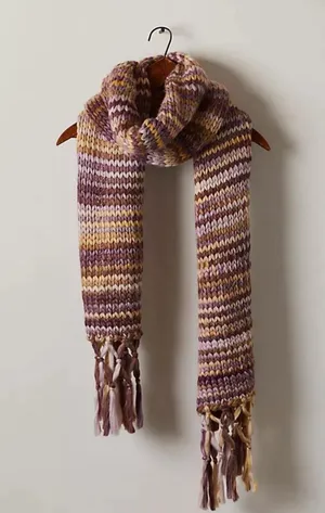 Free People All Mine Woven Scarf NWT Purple and Yellow thumbnail 2