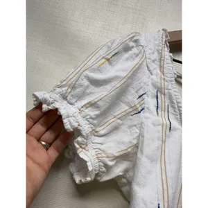 Free People Women Cropped Corset Smocked Top Sz S White Puff Sleeve Cottage Boho thumbnail 4
