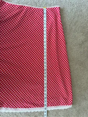Princess Polly red and white red check gingham boho lace midi skirt size US 10 thumbnail 15