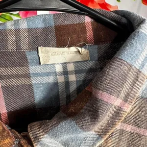 B177. Altar'd state brown + blue plaid button up shirt thumbnail 2