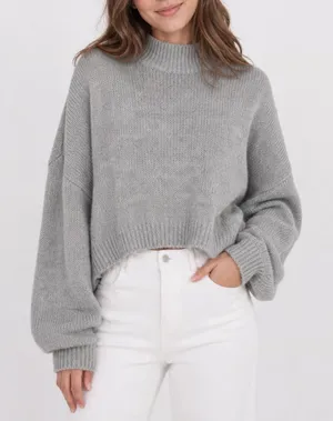 H&M Divided Grey Mock Neck Chunky Knit Cropped Sweater XL thumbnail 1