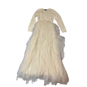 NWOT Lulus Size Small Ultimate Beauty Ivory Cable Knit Ruffled Tulle Maxi Dress thumbnail 3
