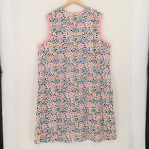 Vintage 80s Artistic Fantasy Floral House Dress Womens Size L Pink Lounge Pocket thumbnail 2
