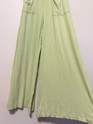 Free People Movement Blissed Out Wide Leg Pants Womens Size XS Green Ribbed thumbnail 6