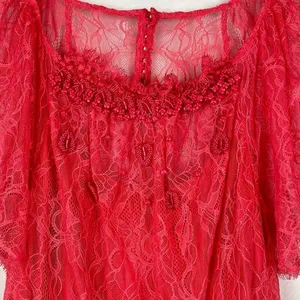 Free People Beaded Lace Vintage Style Mini Dress Large thumbnail 3