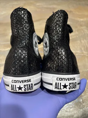 Converse All Star High Top Metallic Snakeskin-textured Black Sneakers Women 7.5 thumbnail 5
