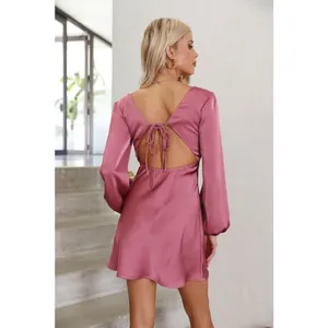 Hello Molly DREAM DATE SATIN MINI Long Sleeve DRESS ROSE Size 6 #900 thumbnail 3
