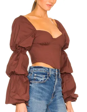Majorelle Brown Corset Crop Top XS Bustier Pirate Renaissance Fair $128 NEW thumbnail 1