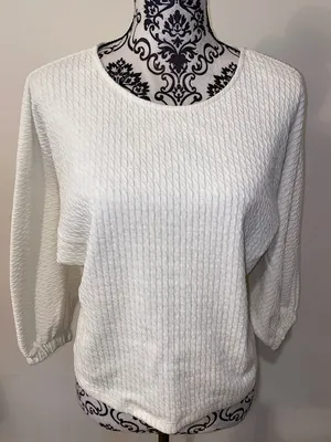 Anthropologie Arya Textured Scoopneck Boho Sweater 3/4 Balloon Sleeve Size XS thumbnail 3