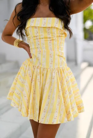 Boutique Fancy D mini mixed floral dress yellow thumbnail 1