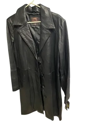 vintage Y2K 90s Anne Klein Midi Leather Trench Coat Matrix classic Mobwife thumbnail 4