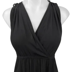 Asos Black Wrap V-Neck Sleeveless LBD Summer Beach Vavation Midi Maxi Dress Sz 4 thumbnail 7