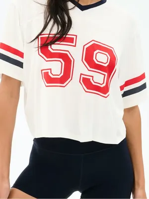 Splits59 White V-Neck Jersey with Red '59' Graphic thumbnail 1