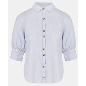 Free People Ellie Blue Stripe Short Sleeve Top Women’s Sz. M thumbnail 3